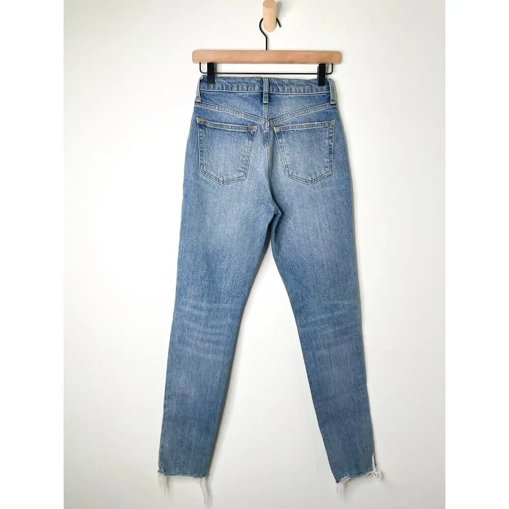 Free People Stella Distressed Skinny Jeans Size 26 Raw Hem Denim